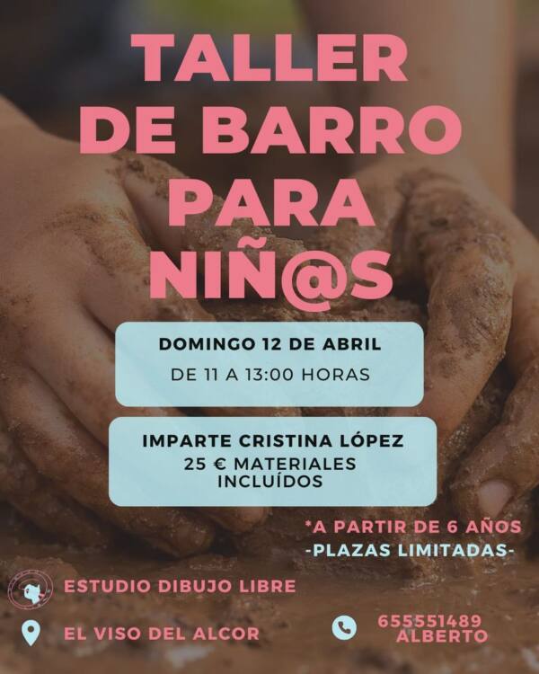 Cartel del taller de barro para niños del estudio Dibujo Libre